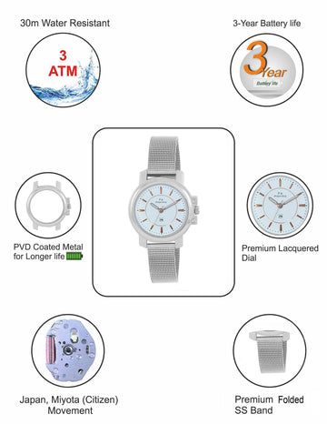 Maxima ATTIVO Women White Dial Analogue Watch - 60250CMLI